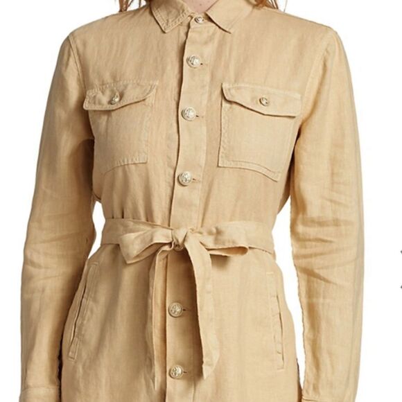 L’Agence Samantha Belted Linen Safari Jacket Coat in Sand Tan Sz L NWT $450 - Picture 4 of 9